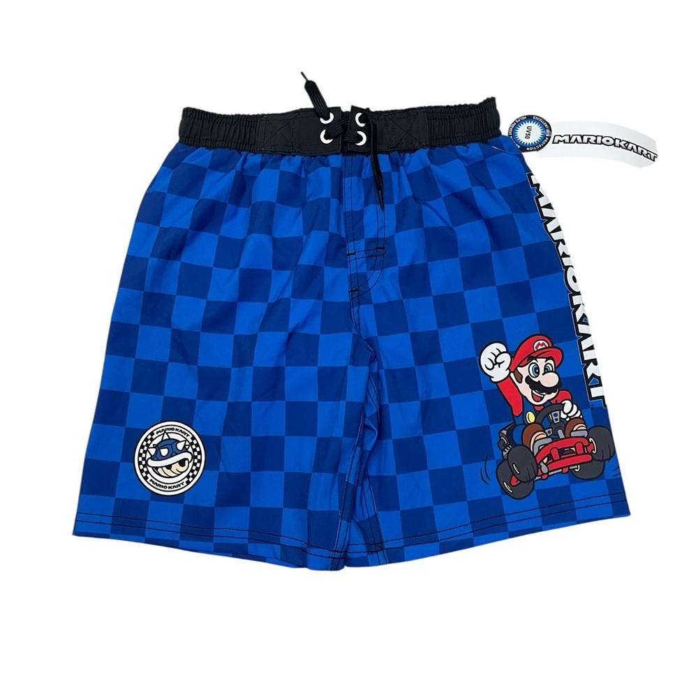 Nintendo Mario Kart Video Game Blue Swim Shorts Trunks Boys size 8 New